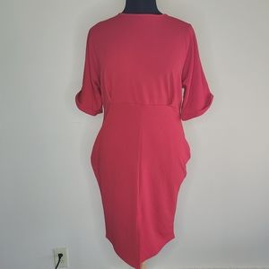 Boohoo wiggle midi dress Plus size 18 nwt red